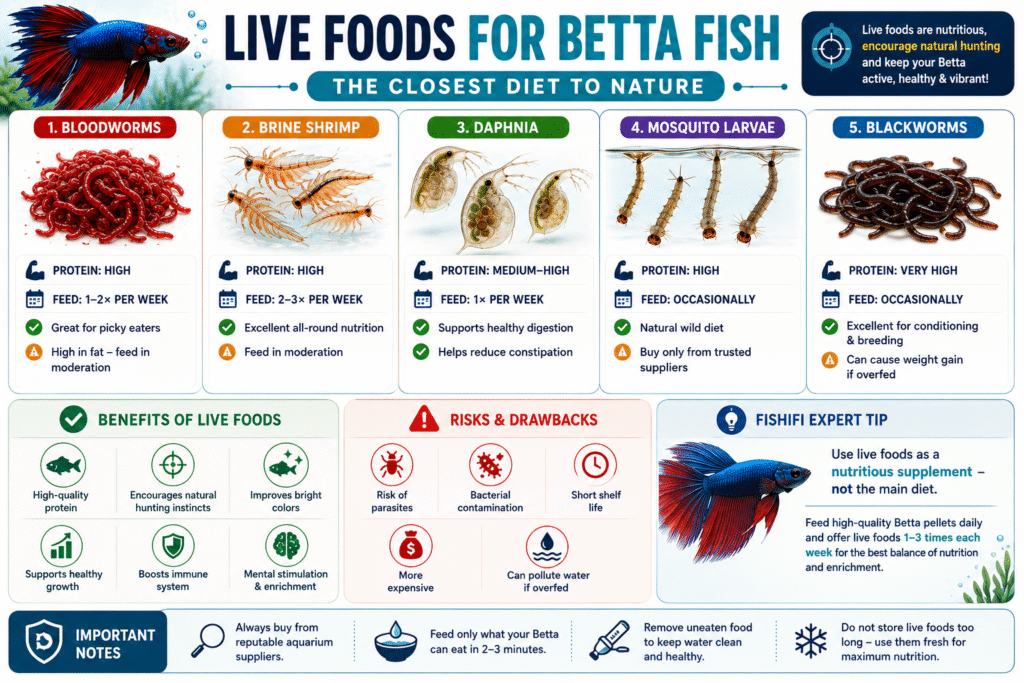 Betta Fish Food: What to Feed, How Much & Complete Feeding Guide (2026) 4 Live foods guide for betta fish